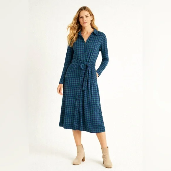 NWT Boden Laura jersey midi button front shirt dress size 10L - Picture 1 of 7